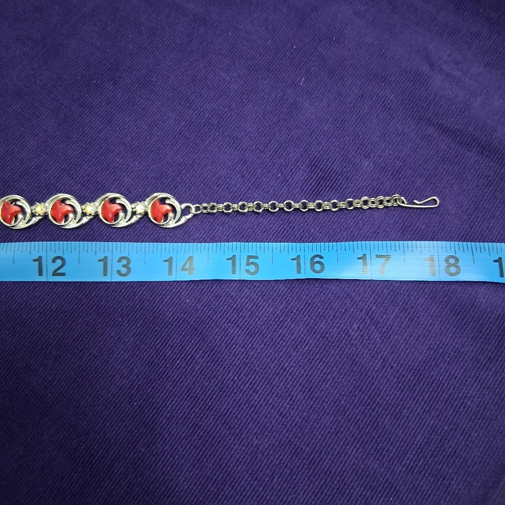 Vintage Charel Cherry Moonglow Necklace Thermoset Hook Closure Silvertone